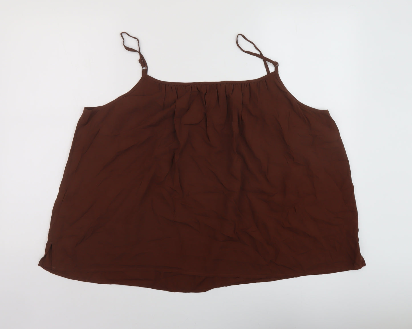 Marks and Spencer Womens Brown Viscose Basic Tank Size 22 Round Neck