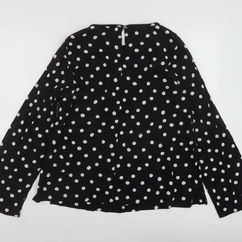 Marks and Spencer Womens Black Polka Dot Viscose Basic Blouse Size 12 Round Neck