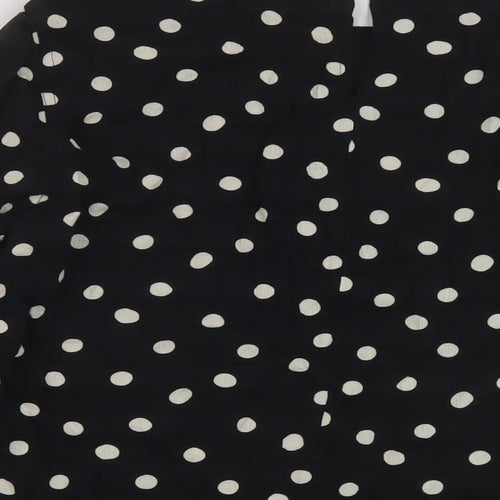 Marks and Spencer Womens Black Polka Dot Viscose Basic Blouse Size 12 Round Neck