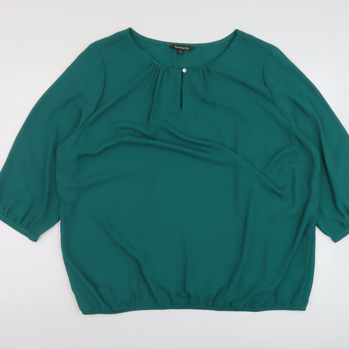 Bonmarché Womens Green Polyester Basic Blouse Size 22 Round Neck