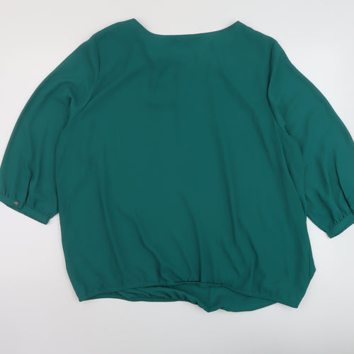 Bonmarché Womens Green Polyester Basic Blouse Size 22 Round Neck