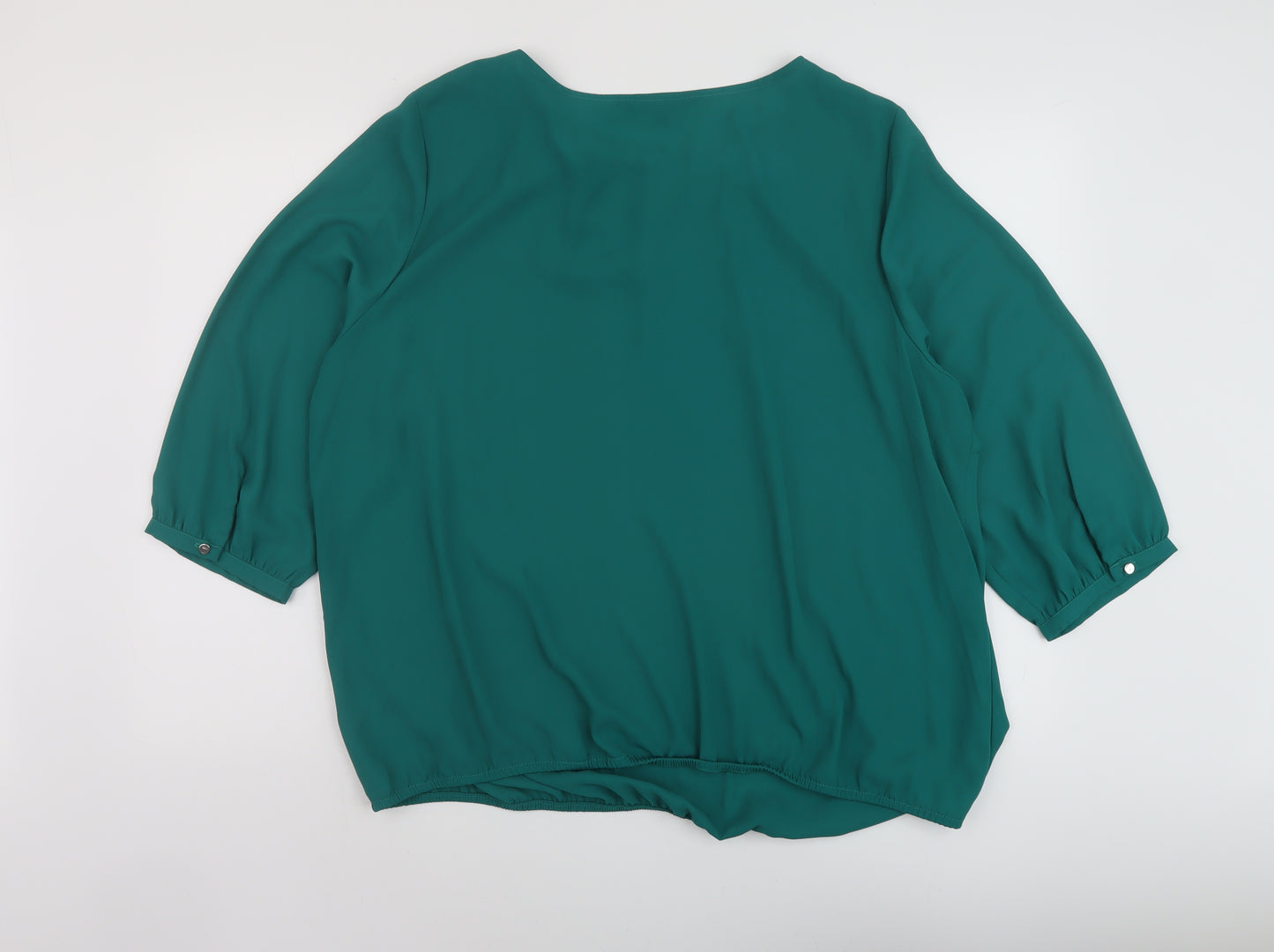 Bonmarché Womens Green Polyester Basic Blouse Size 22 Round Neck