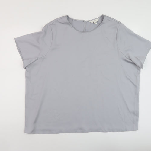 Marks and Spencer Womens Grey Polyester Basic T-Shirt Size 22 Round Neck