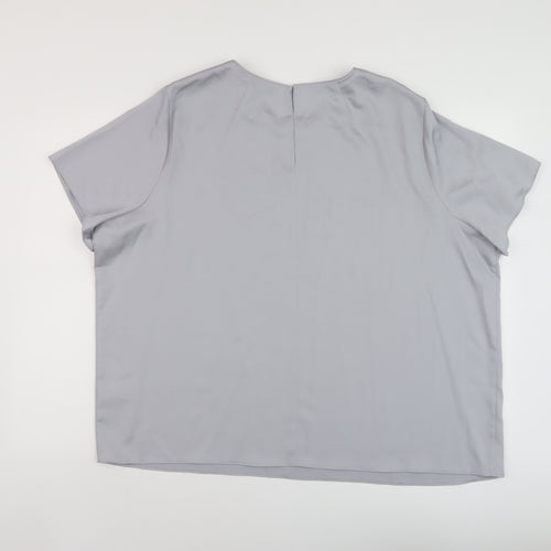 Marks and Spencer Womens Grey Polyester Basic T-Shirt Size 22 Round Neck