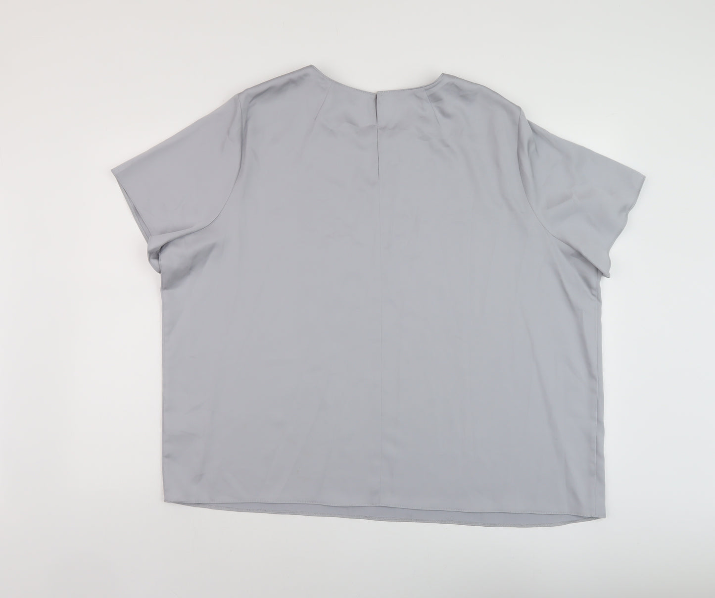 Marks and Spencer Womens Grey Polyester Basic T-Shirt Size 22 Round Neck