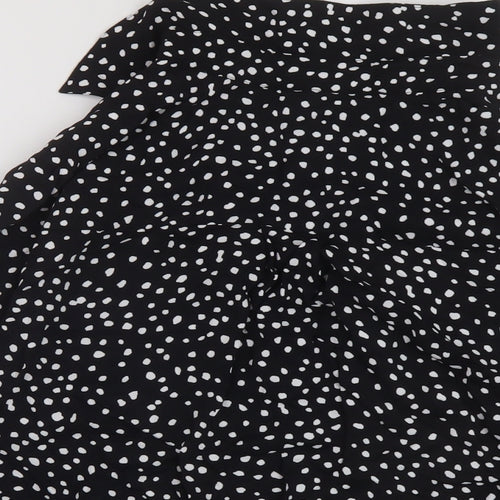 John Lewis Womens Black Polka Dot Viscose Basic Blouse Size 10 Collared