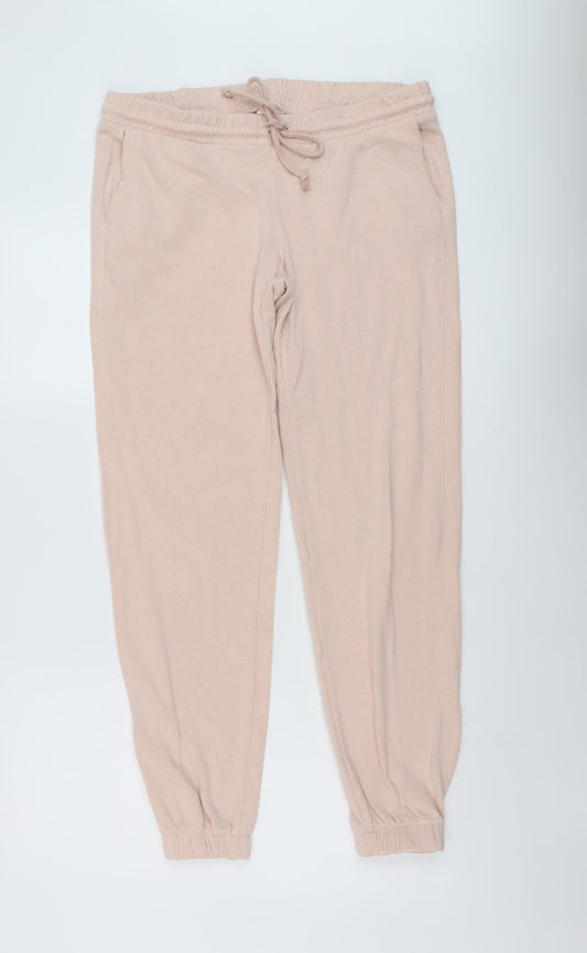 H&M Womens Pink Cotton Jogger Trousers Size M L29 in Regular Drawstring