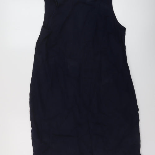 Marks and Spencer Womens Blue Linen Tank Dress Size 14 Round Neck Pullover