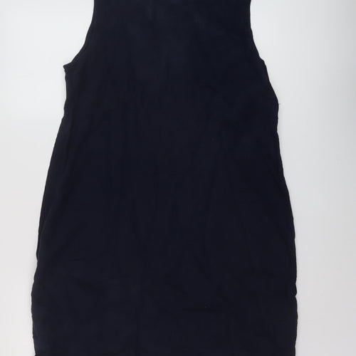 Marks and Spencer Womens Blue Linen Tank Dress Size 14 Round Neck Pullover