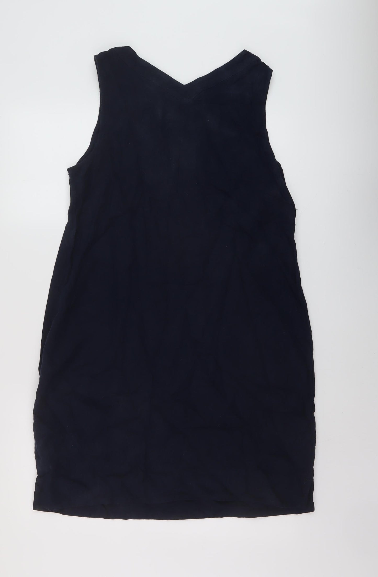 Marks and Spencer Womens Blue Linen Tank Dress Size 14 Round Neck Pullover