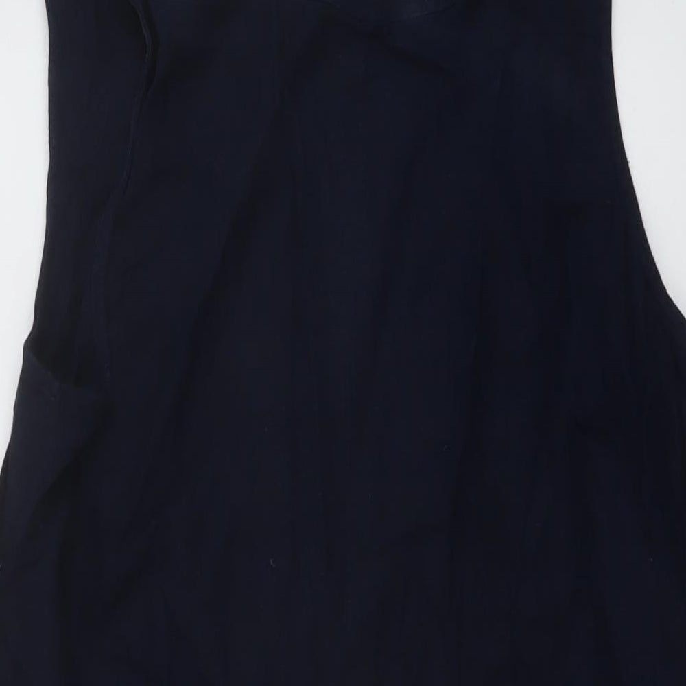 Marks and Spencer Womens Blue Linen Tank Dress Size 14 Round Neck Pullover