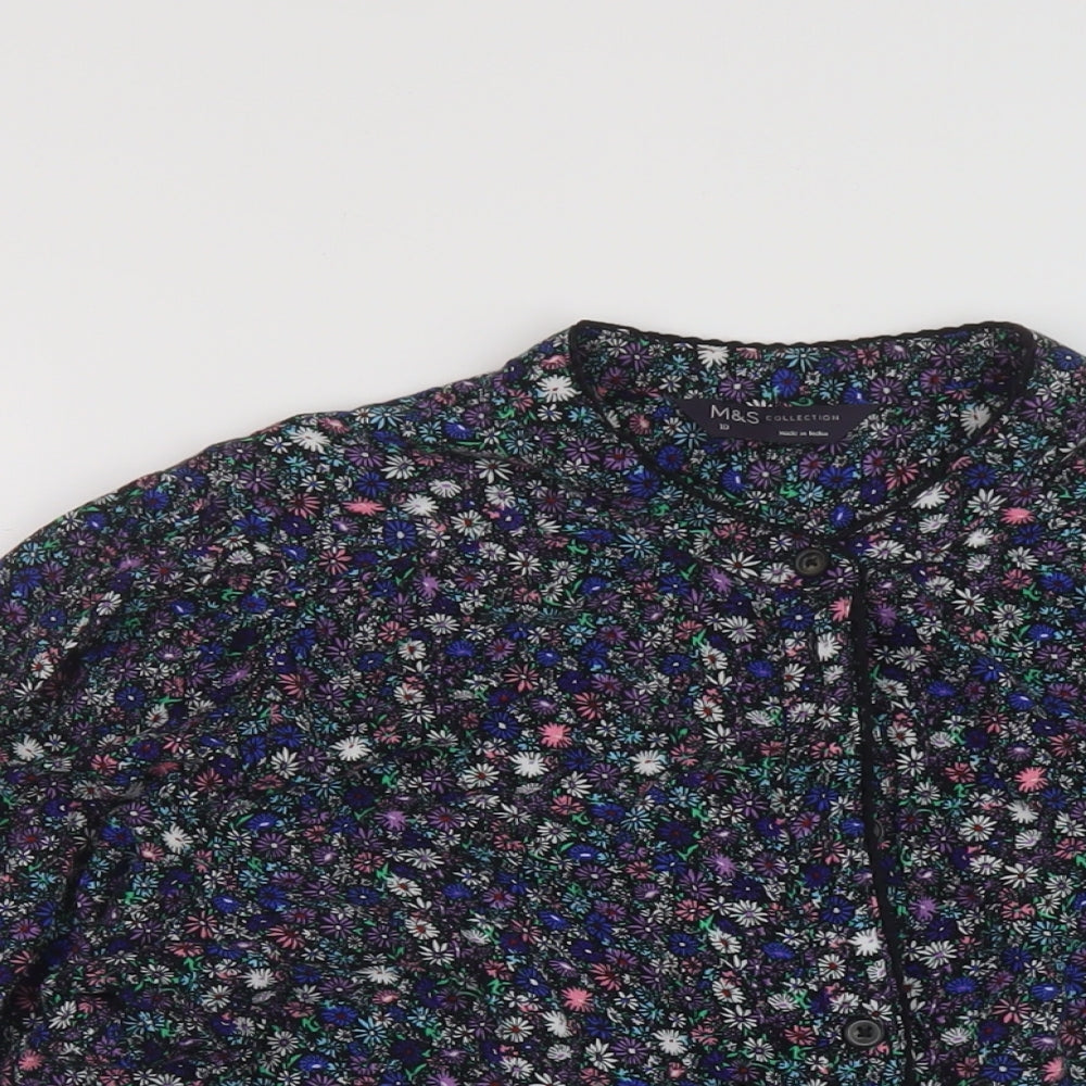 Marks and Spencer] Womens Multicoloured Floral Camel Basic Blouse Size 10 Mock Neck