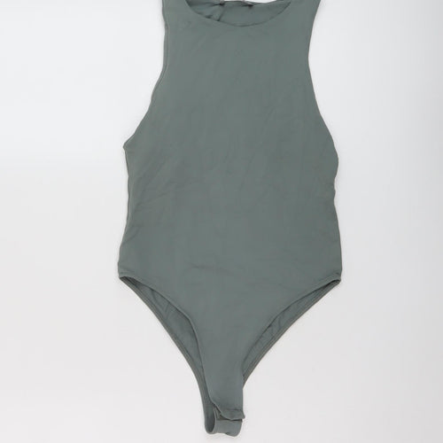 Zara Womens Green Polyester Bodysuit One-Piece Size S Snap