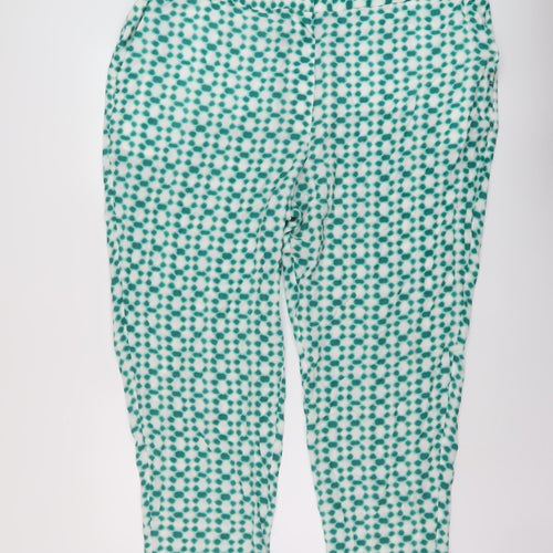 Autograph Womens Green Geometric Polyester Trousers Size 24 L27 in Regular Hook & Eye