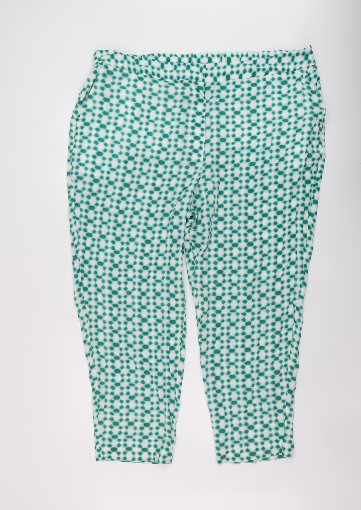 Autograph Womens Green Geometric Polyester Trousers Size 24 L27 in Regular Hook & Eye