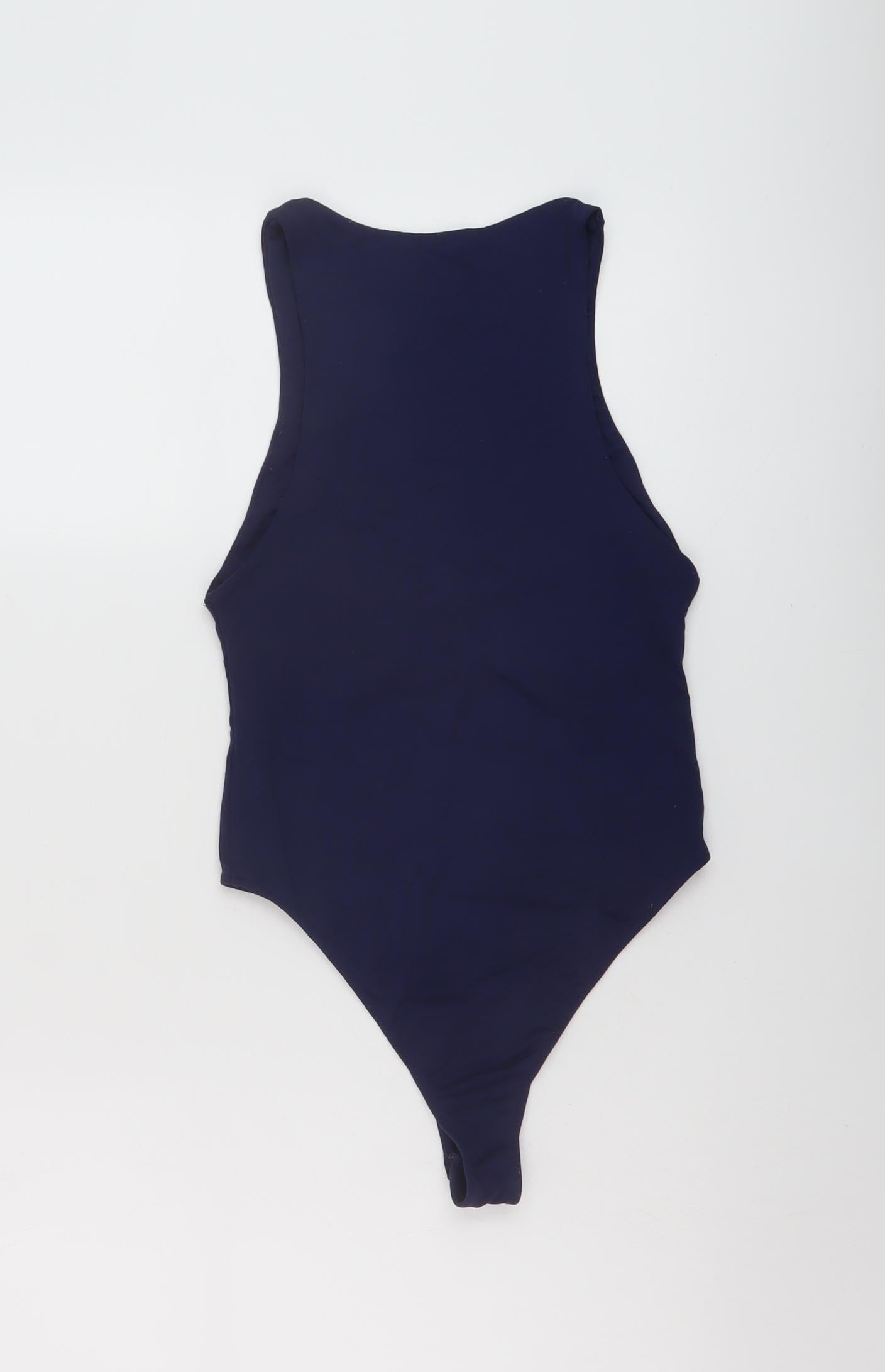 Zara Womens Blue Polyester Bodysuit One-Piece Size S Snap