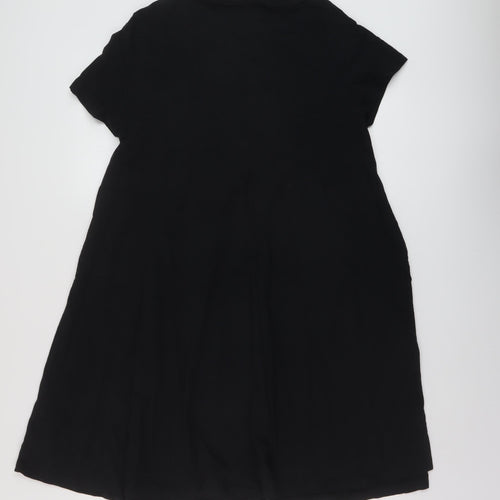 Marks and Spencer Womens Black Cotton T-Shirt Dress Size 14 Crew Neck Pullover