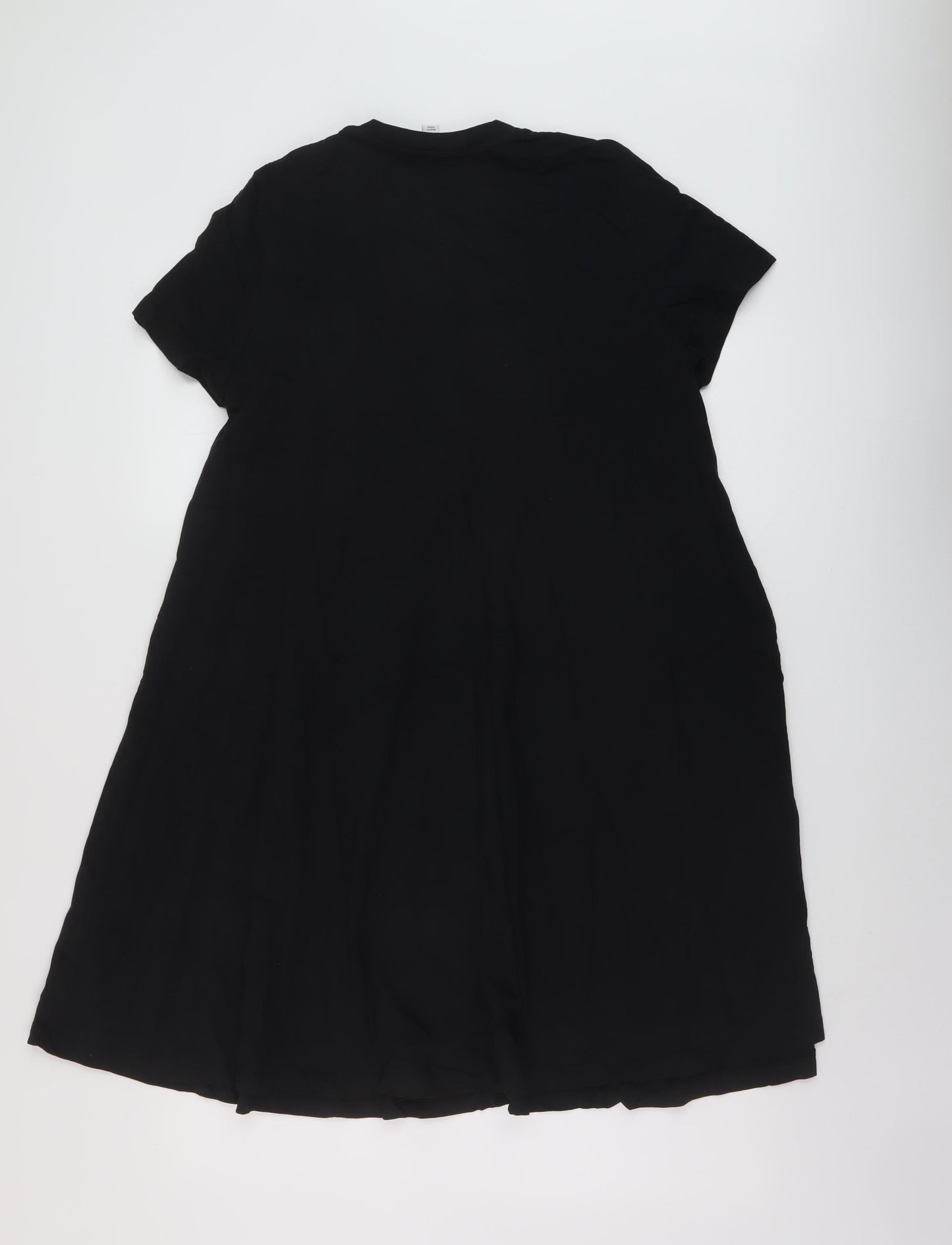 Marks and Spencer Womens Black Cotton T-Shirt Dress Size 14 Crew Neck Pullover