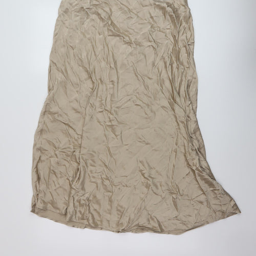 Marks and Spencer Womens Beige Polyester A-Line Skirt Size 18