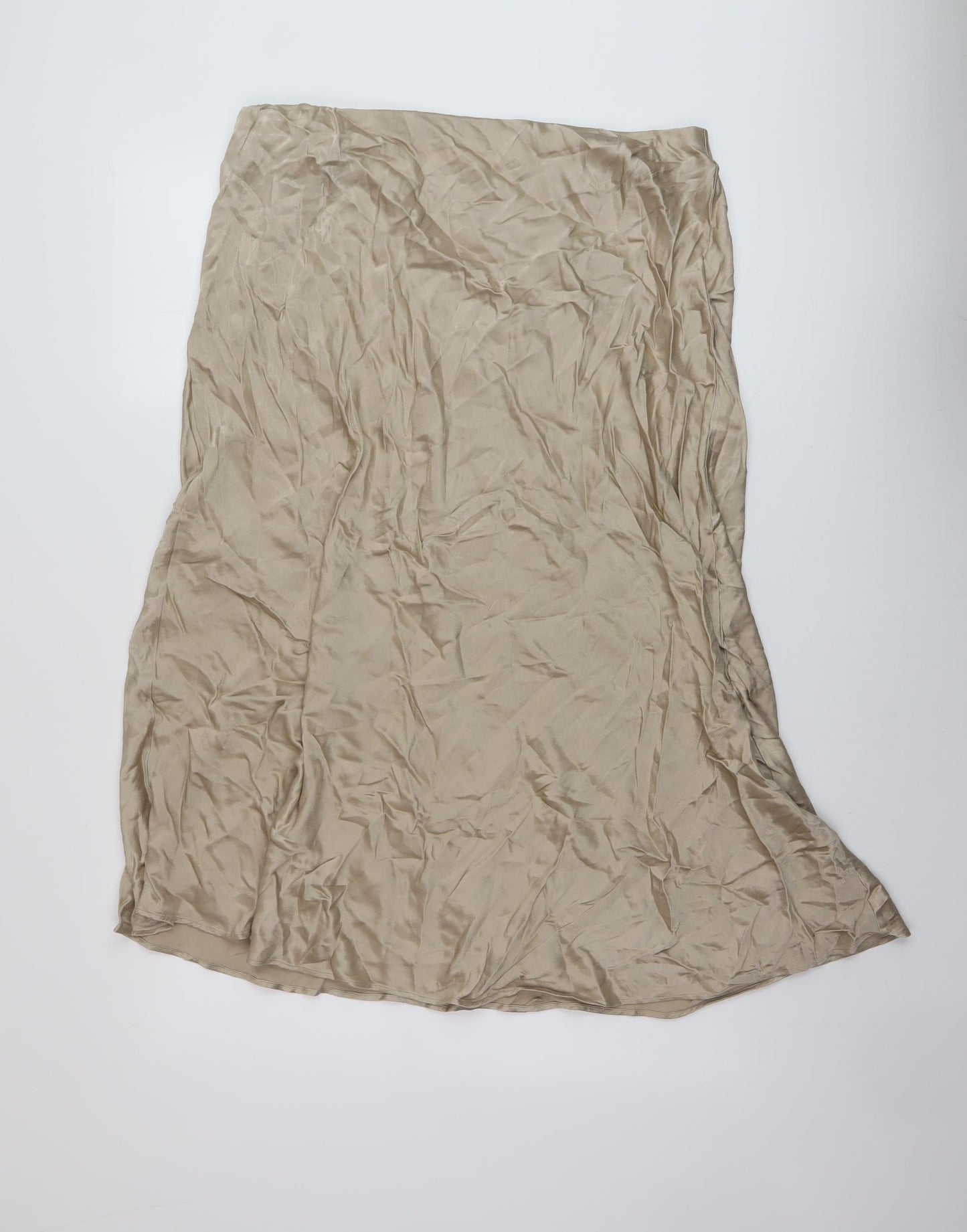 Marks and Spencer Womens Beige Polyester A-Line Skirt Size 18