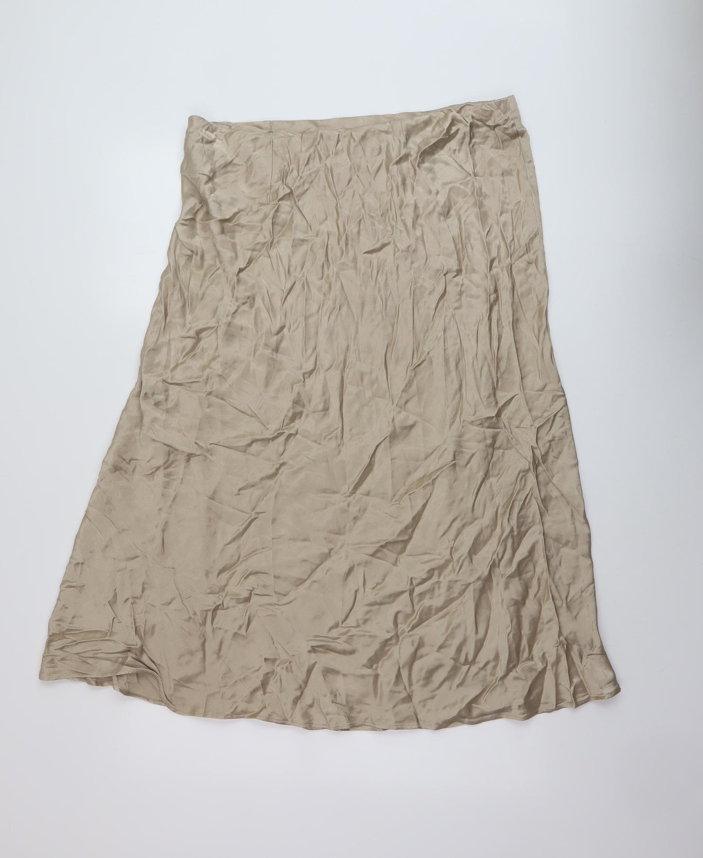 Marks and Spencer Womens Beige Polyester A-Line Skirt Size 18