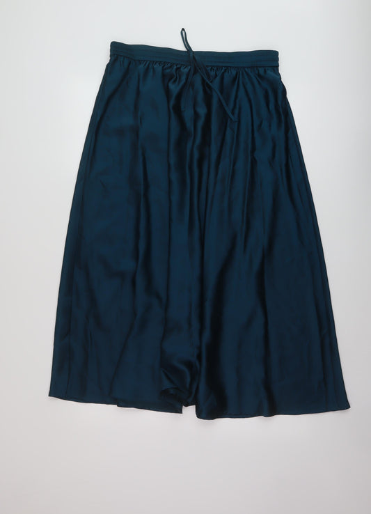 Marks and Spencer Womens Blue Polyester A-Line Skirt Size 14 Drawstring