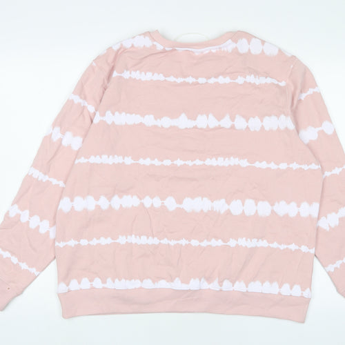 Marks and Spencer Womens Pink Striped Cotton Pullover Sweatshirt Size L Pullover