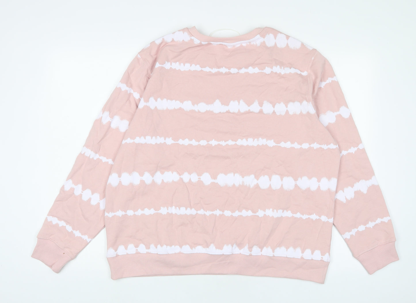 Marks and Spencer Womens Pink Striped Cotton Pullover Sweatshirt Size L Pullover