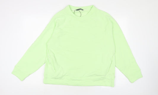 GOODMOVE Womens Green Cotton Pullover Sweatshirt Size 14 Pullover