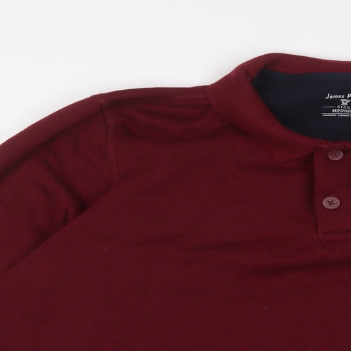 James Pringle Mens Red Cotton Polo Size M Collared Button