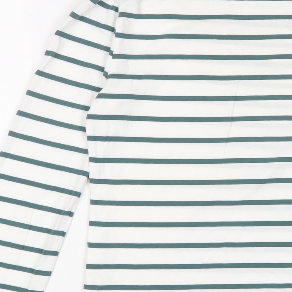 Jigsaw Womens White Striped Cotton Basic T-Shirt Size XS Boat Neck