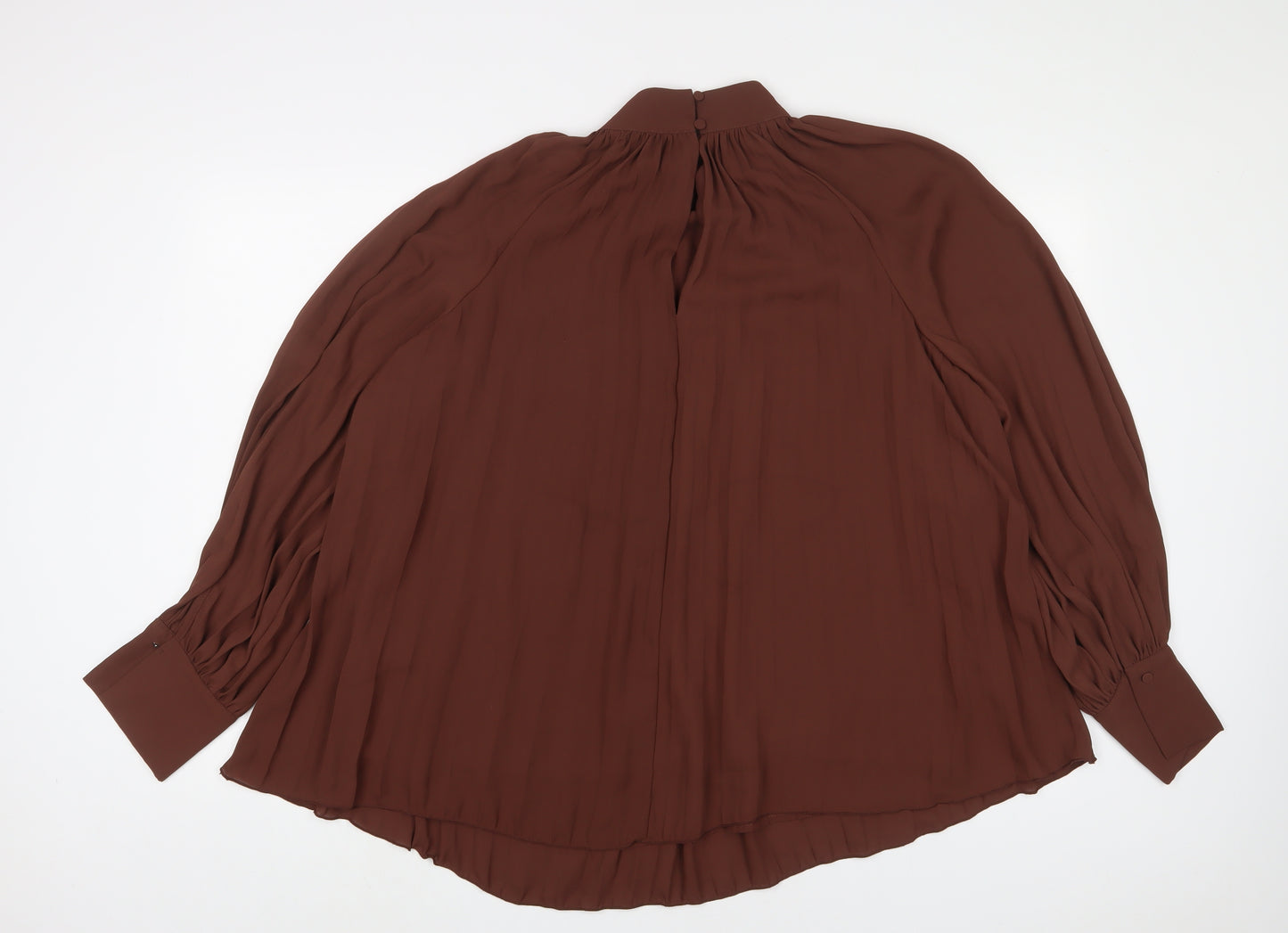 H&M Womens Brown Polyester Basic Blouse Size L Crew Neck