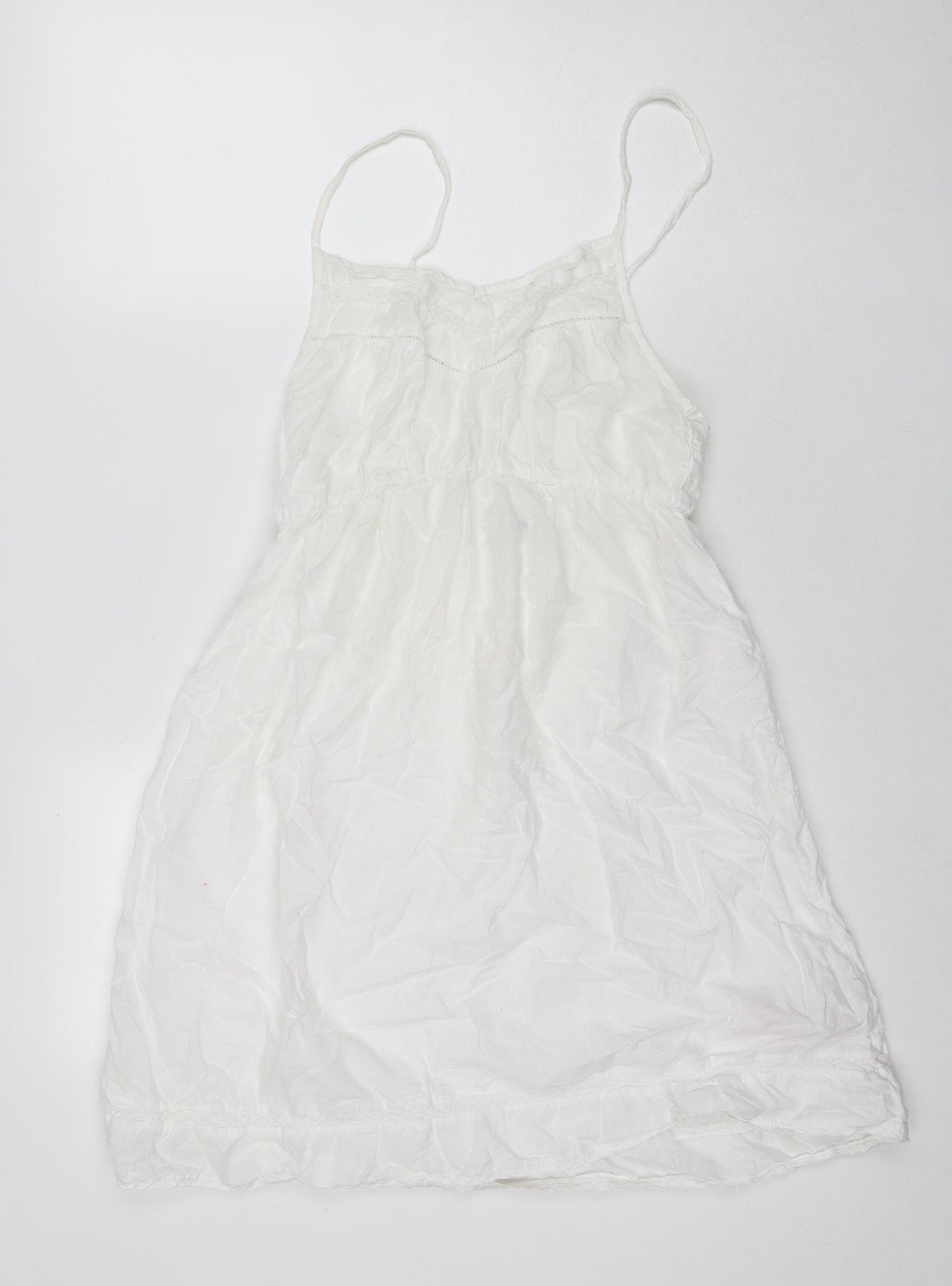 Marks and Spencer Womens White Cotton Tank Dress Size 14 Square Neck Pullover