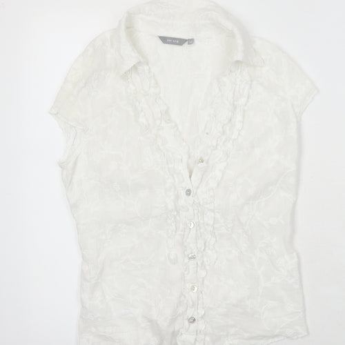 Per Una Womens White 100% Cotton Tunic Blouse Size 10 V-Neck