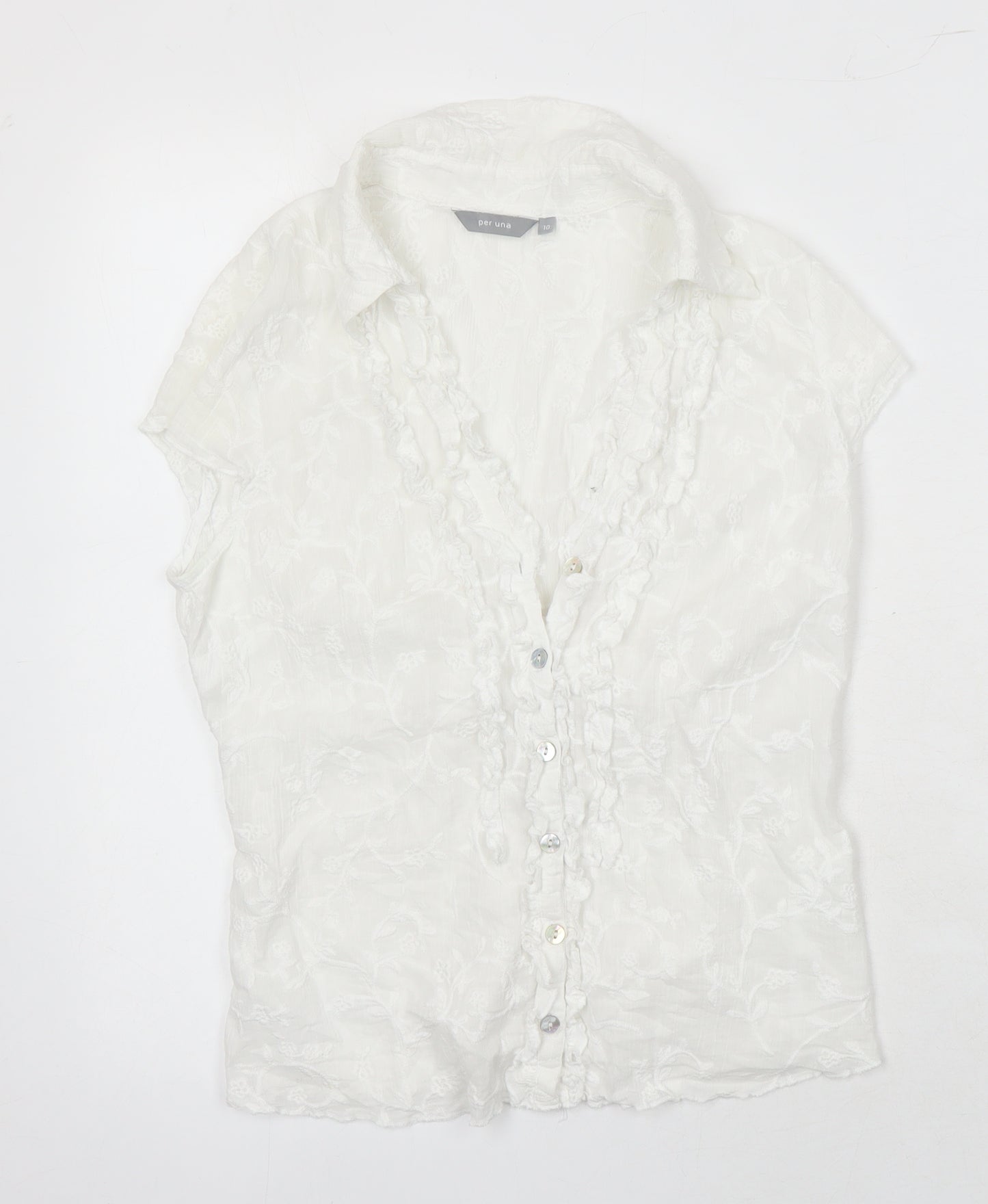 Per Una Womens White 100% Cotton Tunic Blouse Size 10 V-Neck