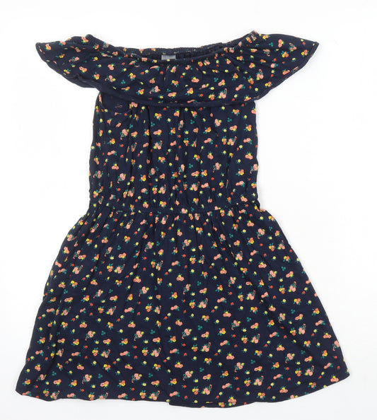 NEXT Girls Multicoloured Floral 100% Cotton A-Line Size 10 Years Boat Neck