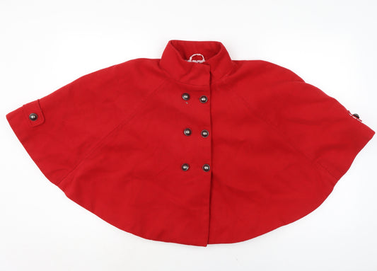 Made with love Womens Red Jacket Poncho Size S Button