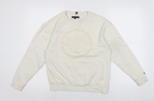 Tommy Hilfiger Womens Ivory Cotton Pullover Sweatshirt Size L