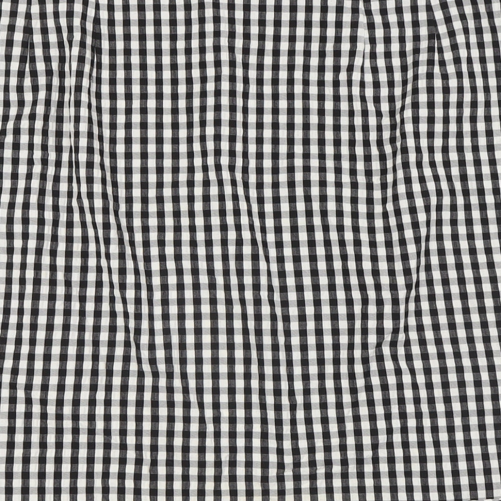 Marks and Spencer Womens Black Check Viscose A-Line Skirt Size 18 Zip - Ruffles