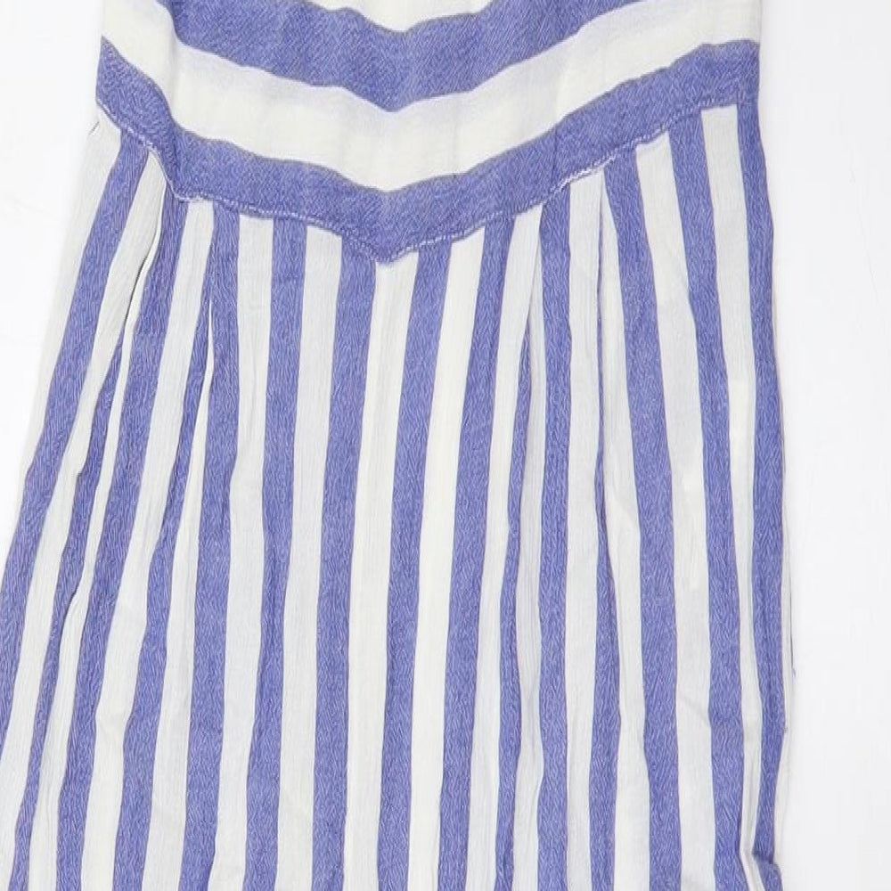 Stradivarius Womens Blue Striped Viscose Jumpsuit One-Piece Size S L28 in Zip