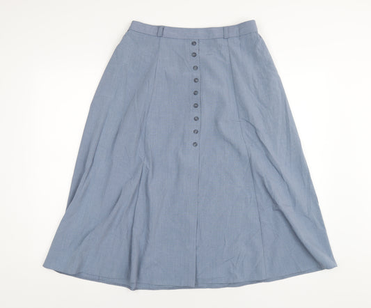 BHS Womens Blue Polyester A-Line Skirt Size 14