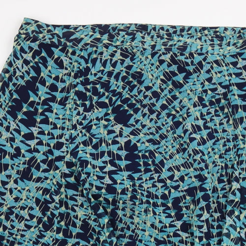 Per Una Womens Blue Geometric Polyester A-Line Skirt Size 18 Zip