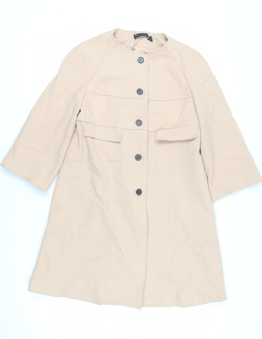 Zara Womens Beige Overcoat Coat Size XS Button