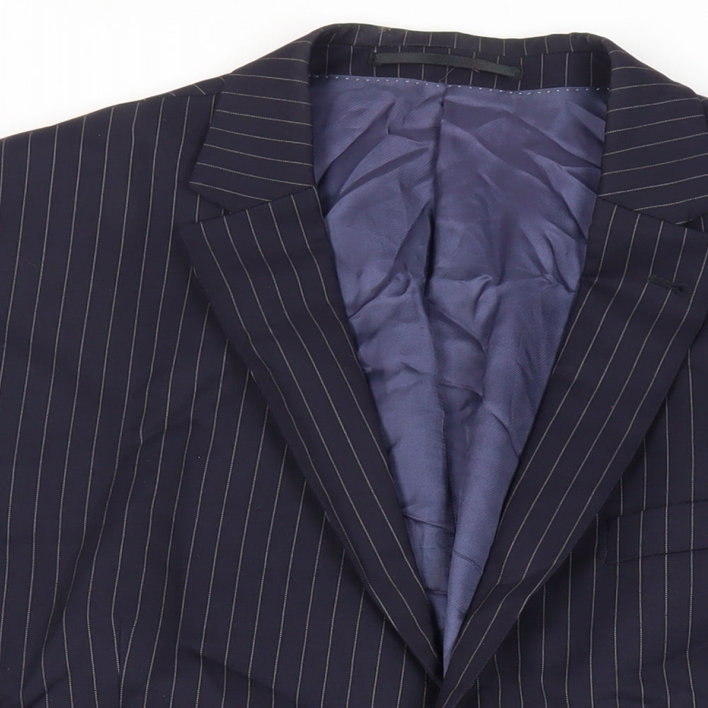 NEXT Mens Blue Striped Wool Jacket Suit Jacket Size 42 Regular