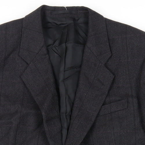 Douglas Mens Grey Check Wool Jacket Blazer Size 38 Regular