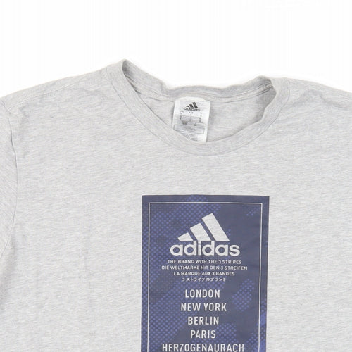 adidas Mens Grey Cotton T-Shirt Size S Crew Neck