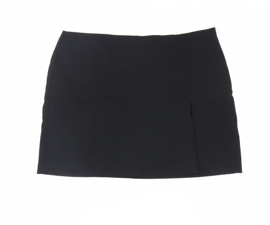 ASOS Womens Black Viscose Mini Skirt Size 16 Zip - Front Slit