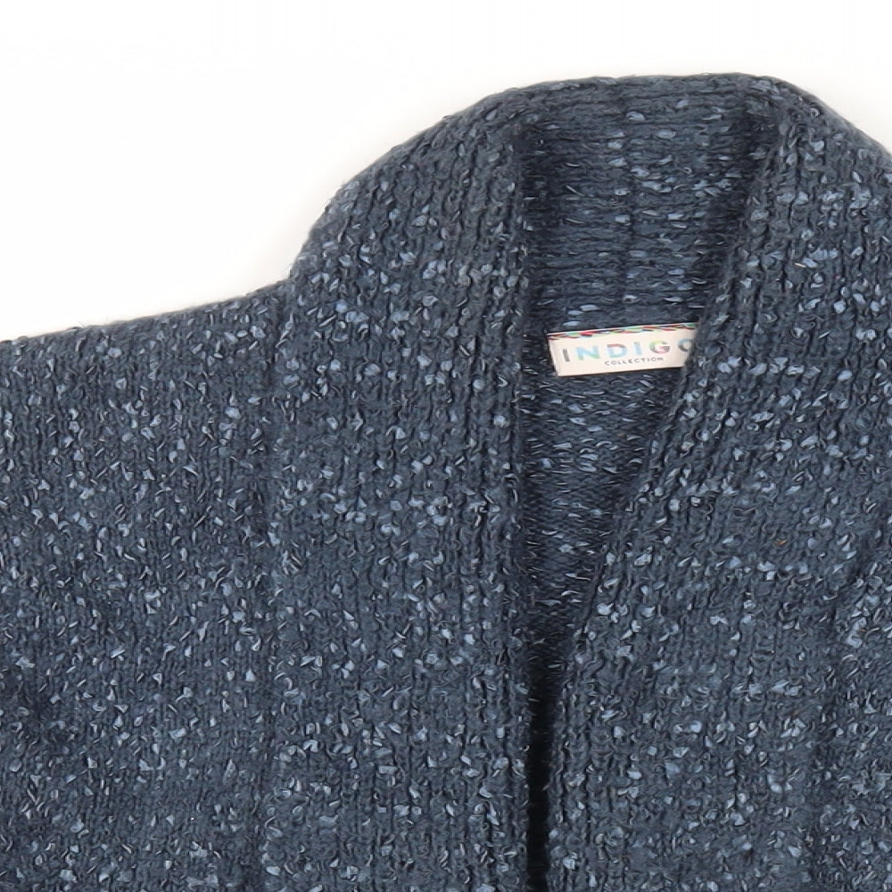 Indigo Womens Blue Collared Polyester Cardigan Jumper Size 14 - Open