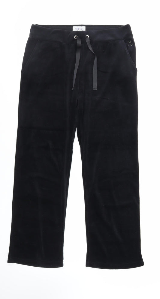 Maine New England Womens Black Cotton Jogger Trousers Size 14 L29 in Regular Drawstring - Adjustable Waist