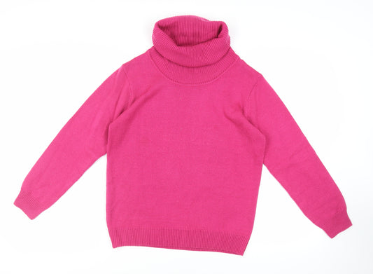 Damart Womens Pink Roll Neck Acrylic Pullover Jumper Size 14